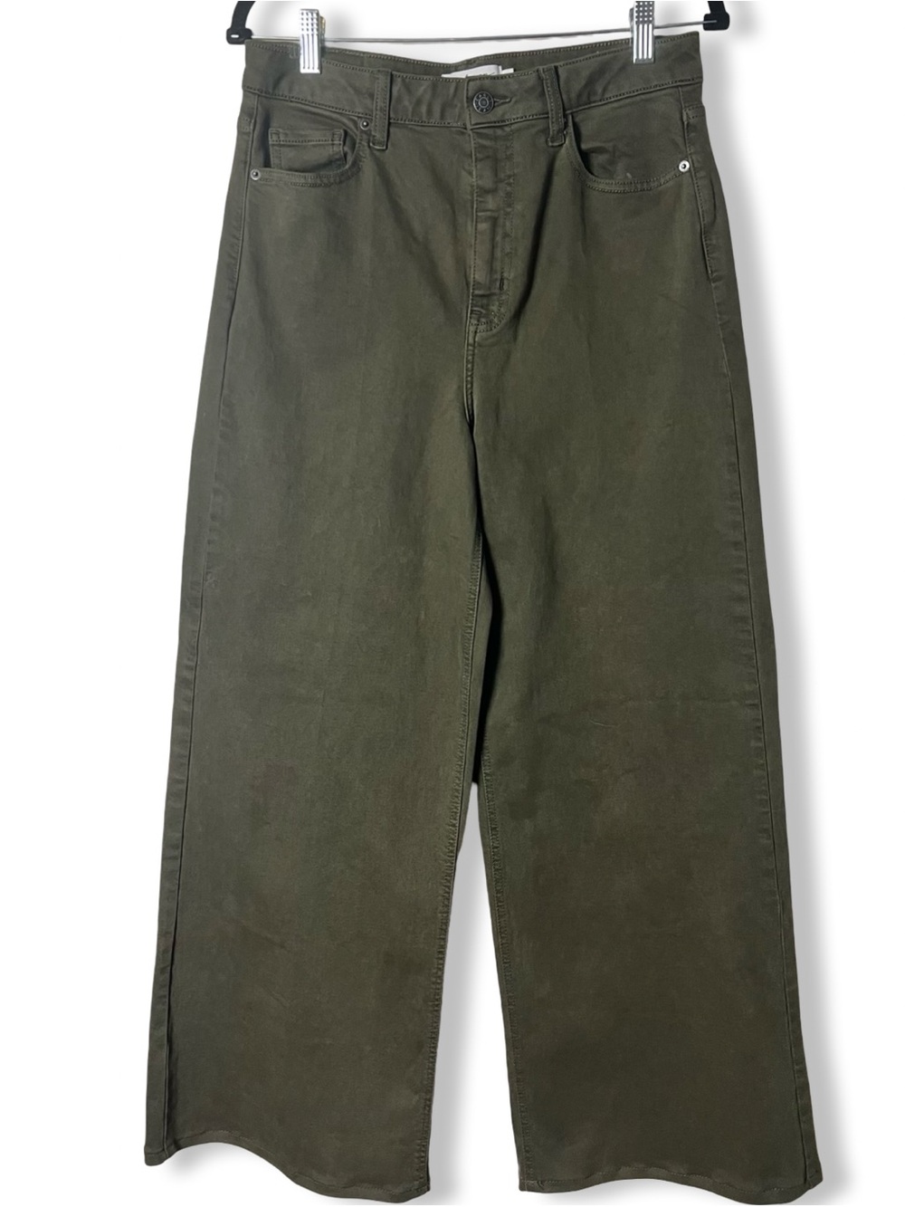 Carly‎ Jean Los Angeles Holland Wide Leg Jeans Olive Green Tencel Blend Sz. 11